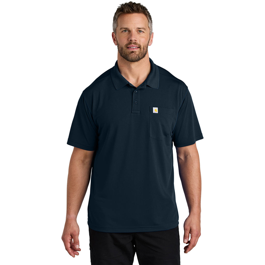 Carhartt Men's Navy Force Snag-Resistant Pocket Polo