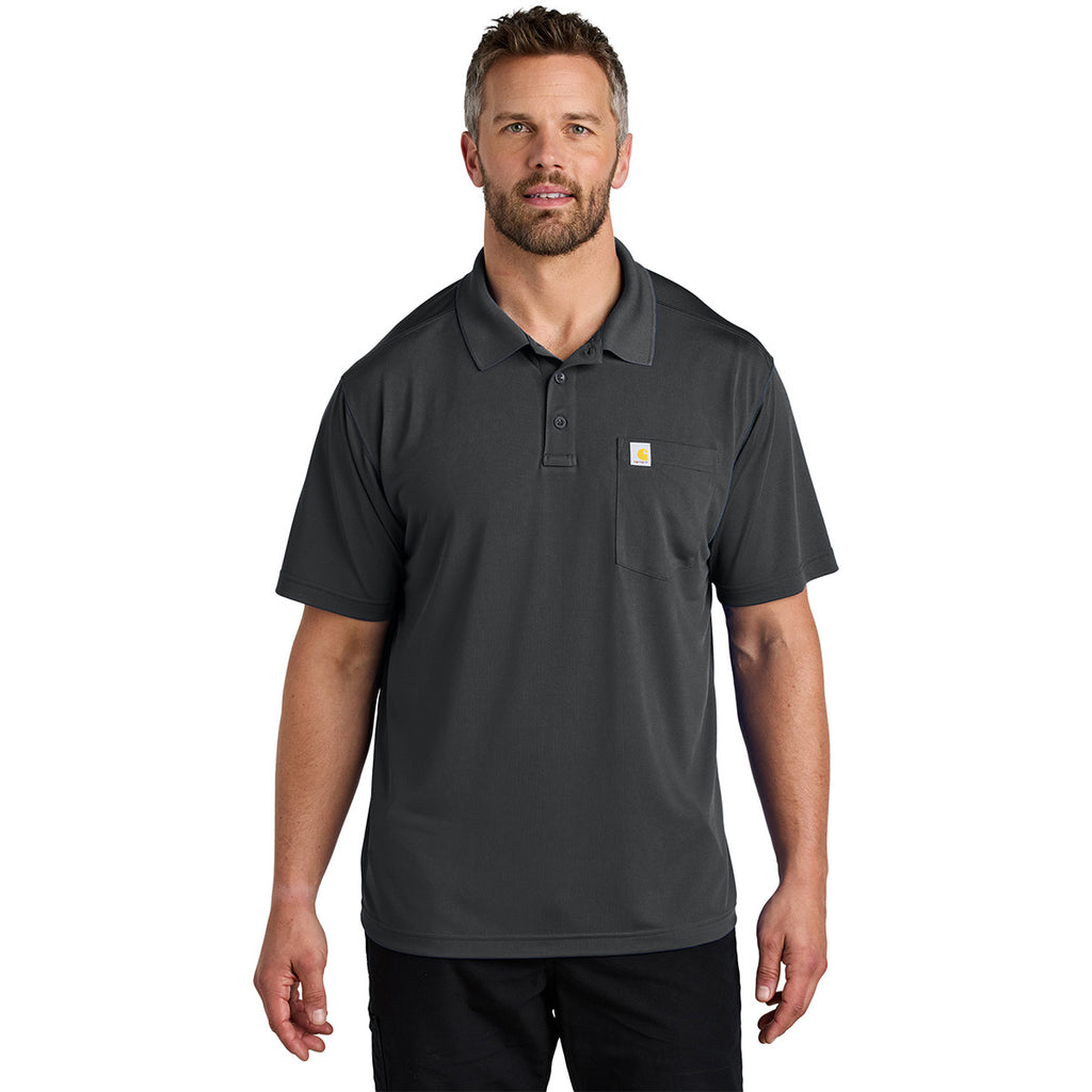 Carhartt Men's Shadow Grey Force Snag-Resistant Pocket Polo