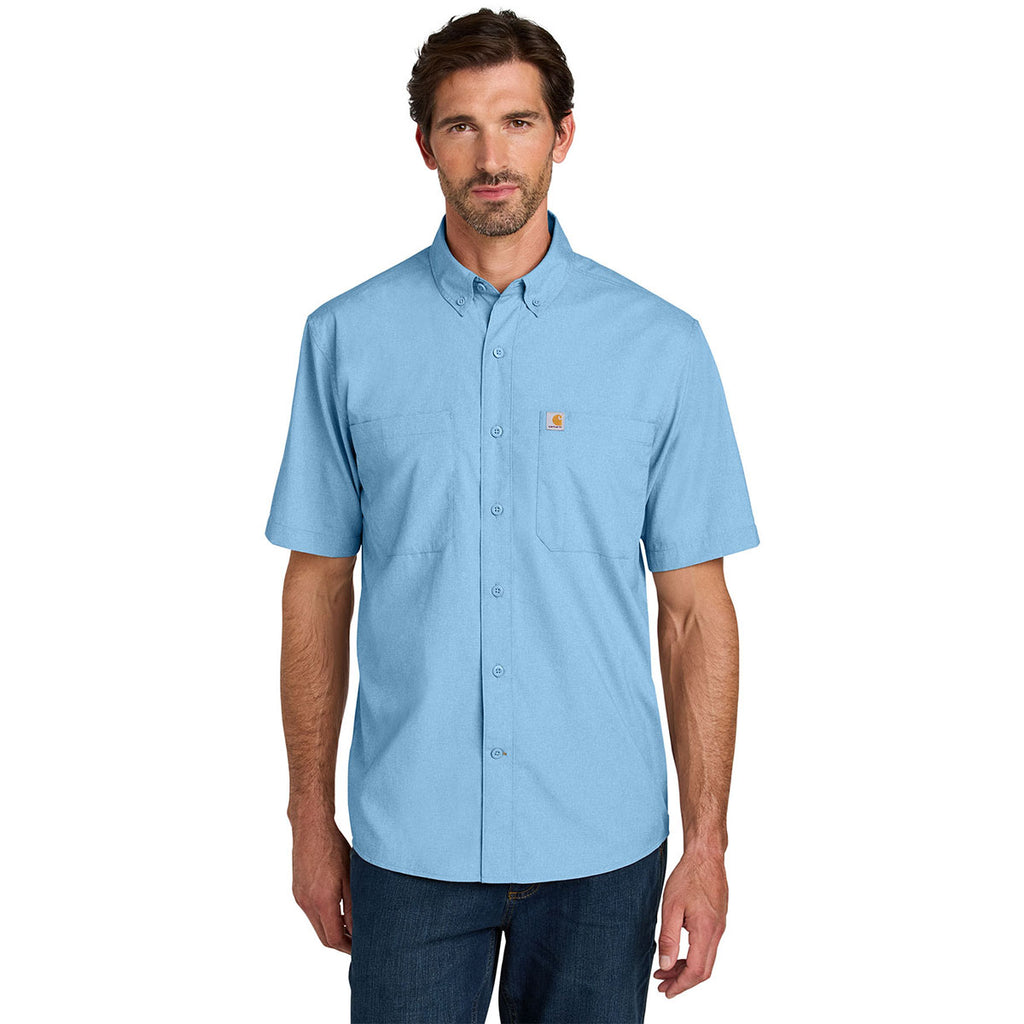 Carhartt Men's Fresh Water Blue Force Sun Defender Short Sleeve Shirt