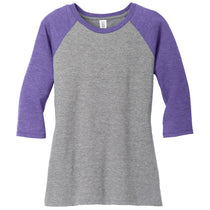 District Women's Purple Frost/ Grey Frost Perfect Tri 3/4-Sleeve Raglan