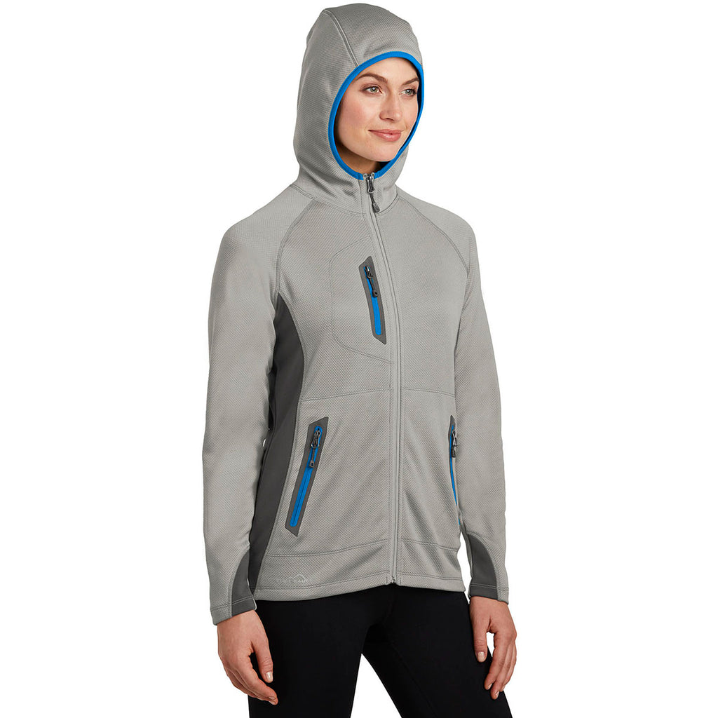Eddie Bauer Women's Grey Cloud/Grey Steel/Expedition Blue Sport Hooded Full-Zip Fleece Jacket