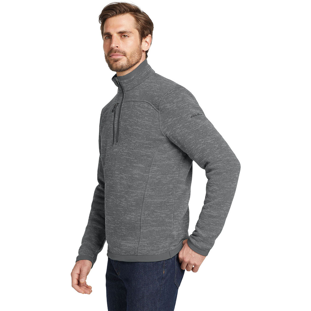 Eddie Bauer Men's Dark Grey Heather Sweater Fleece Quarter Zip