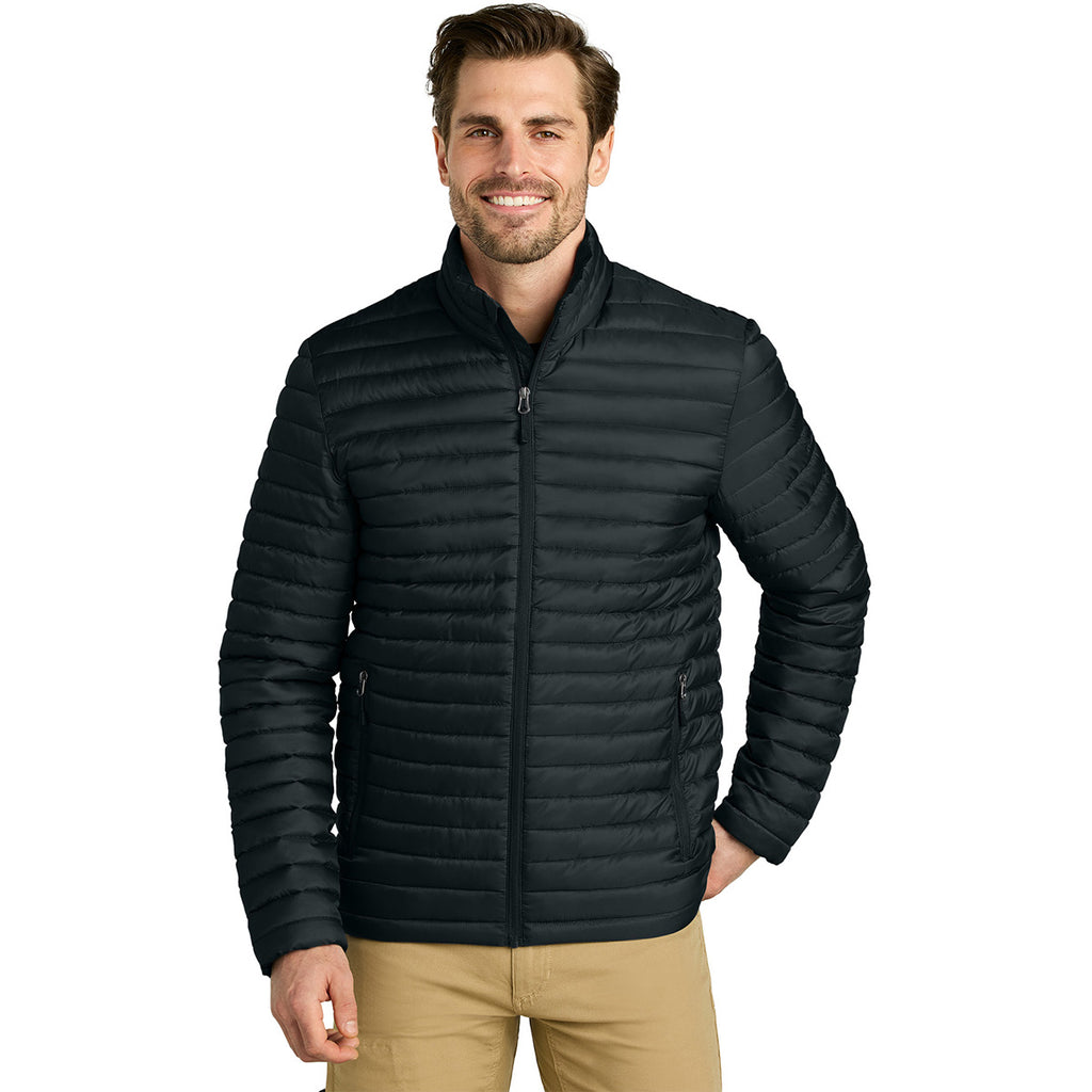 Eddie Bauer Men's Black Packable Quilted Full-Zip