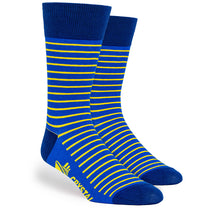 Pop Promos Blue & Yellow Single Stripe Dress Socks