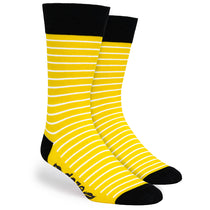 Pop Promos Yellow & Black Single Stripe Dress Socks