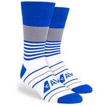 Pop Promos Blue & Grey Mixed Stripes Dress Socks