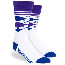 Pop Promos Purple & Blue Half Argyle Dress Socks