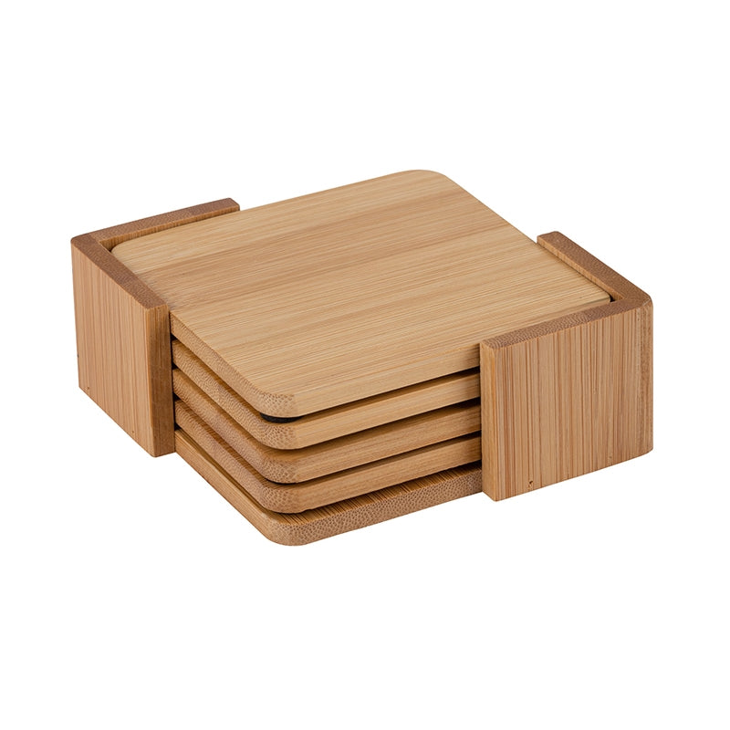 Logomark Brandon IV 4-Piece Bamboo Coaster Set
