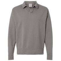 ComfortWash by Hanes Men's Concrete Grey Garment-Dyed Polo Collar Sweatshirt