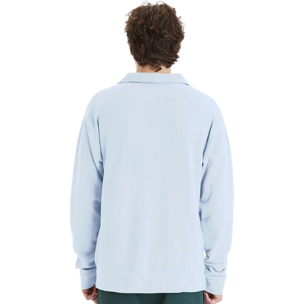ComfortWash by Hanes Men's Soothing Blue Garment-Dyed Polo Collar Sweatshirt
