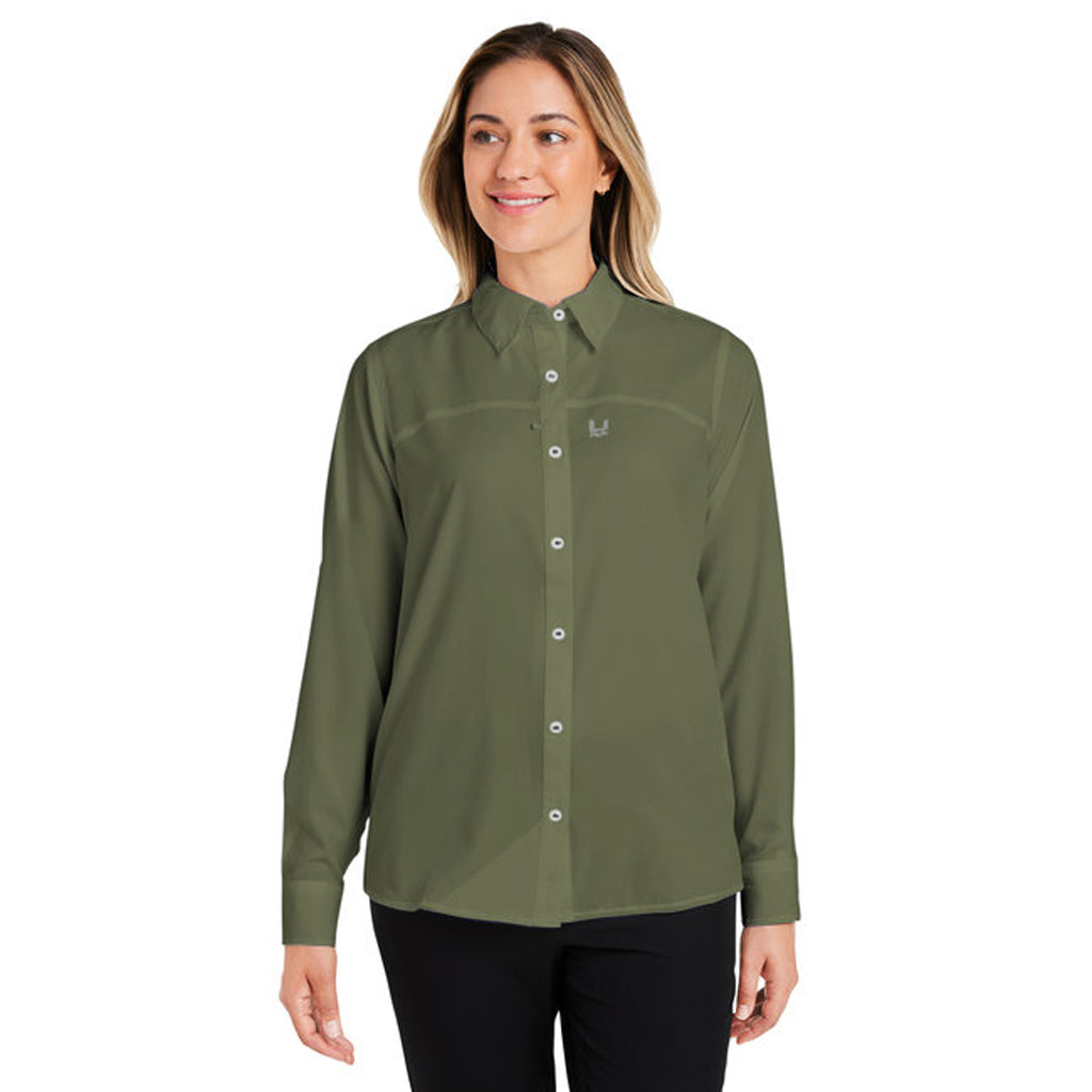 HUK Women's Moss Tide Point Long Sleeve Shirt