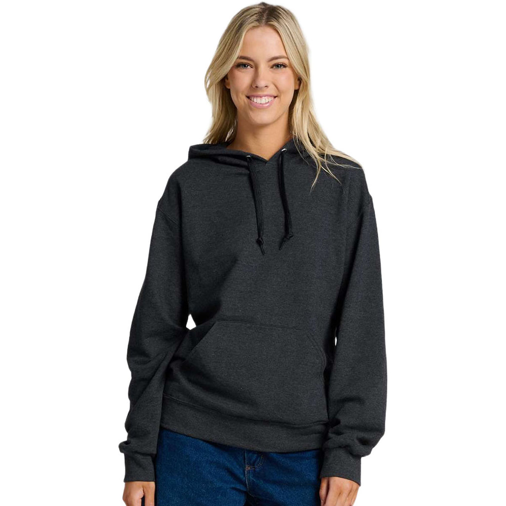 Jerzees Unisex Black Ink Heather Ultimate CVC Hooded Sweatshirt