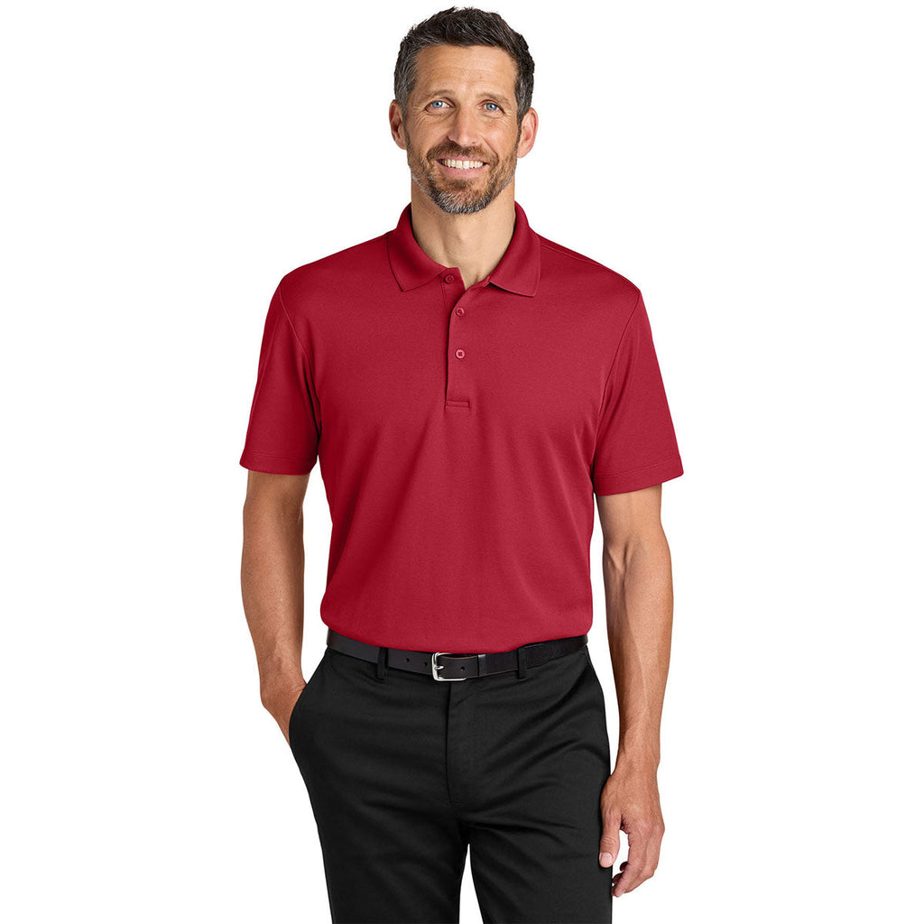 Port Authority Men's Rich Red Plaited Pique Polo