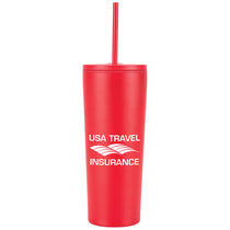 Logomark Red Bayard 24 oz. Double Wall Steel/PP Liner Straw Tumbler