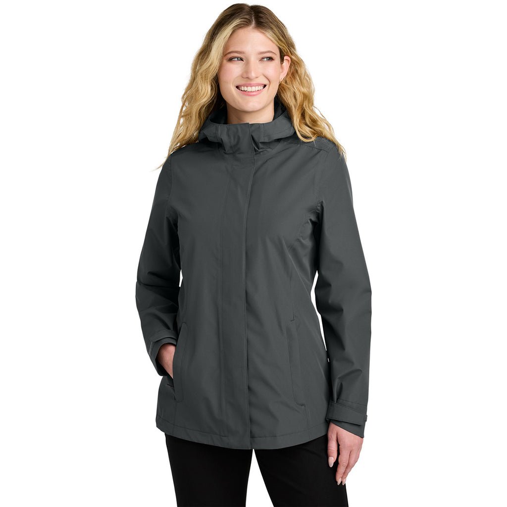 Port Authority Women's Grey Steel C-FREE Rain Jacket