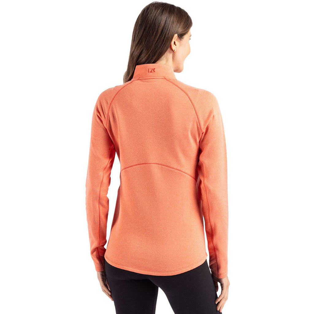 Cutter & Buck Women's College Orange Heather Peshastin Eco Recycled Half Zip Pullover