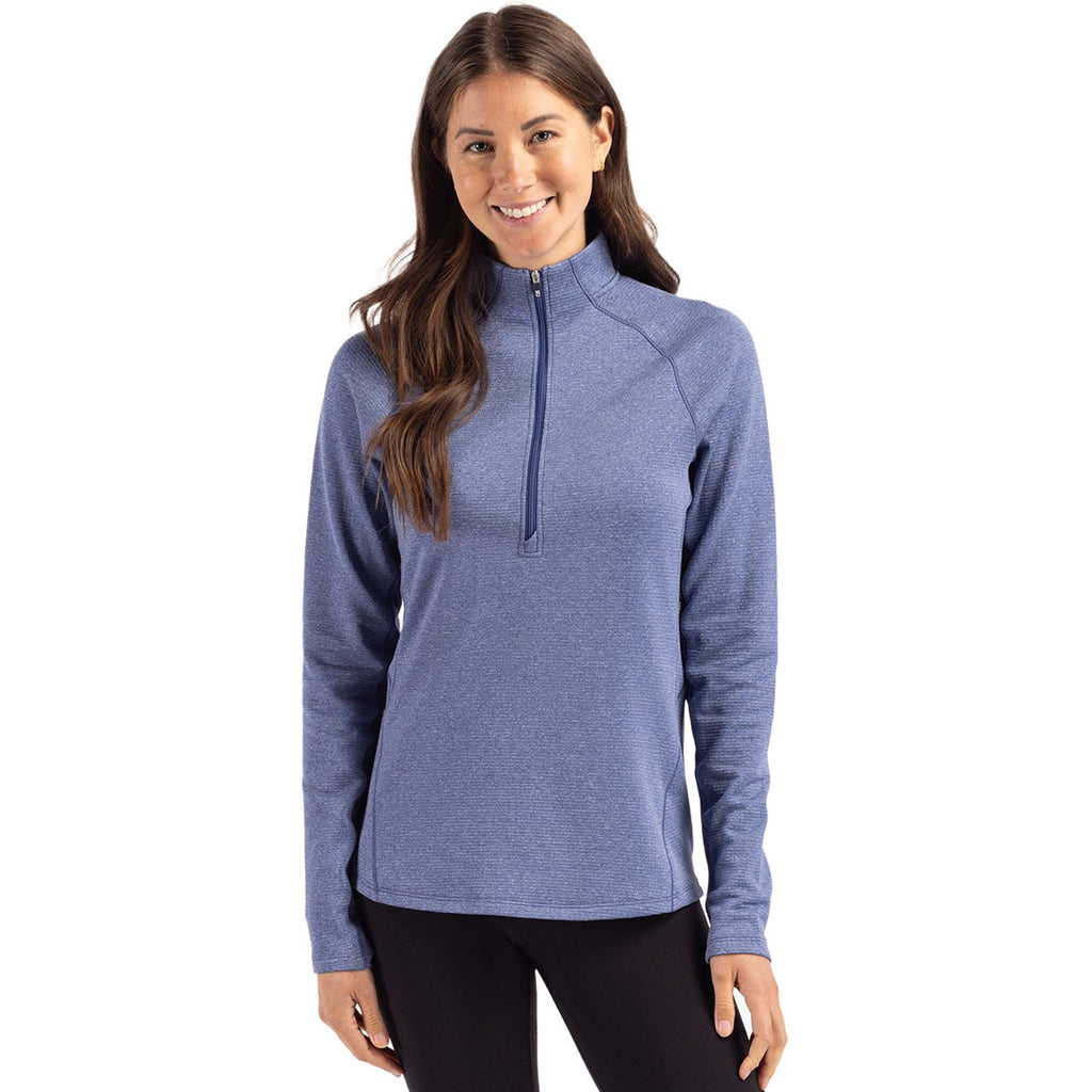 Cutter & Buck Women's Tour Blue Heather Peshastin Eco Recycled Half Zip Pullover