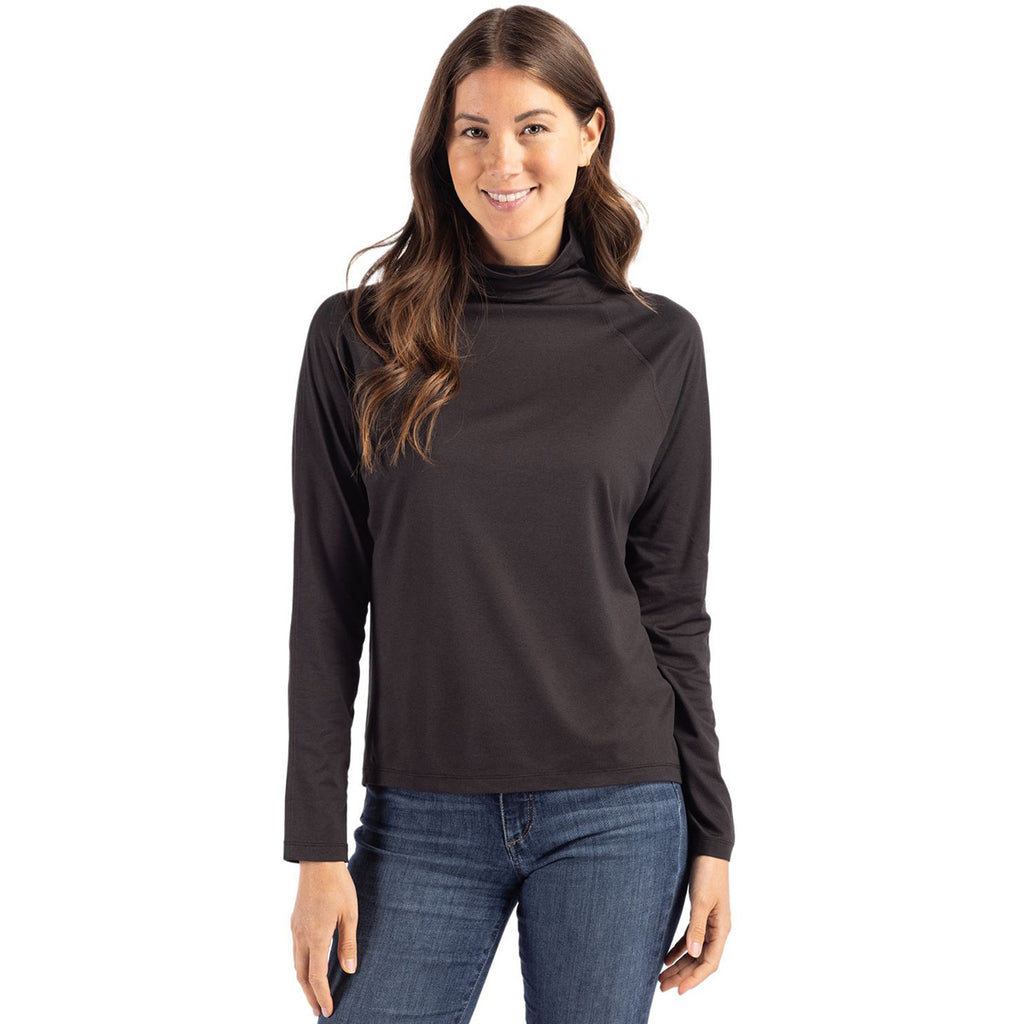 Cutter & Buck Women's Black Coastline Epic Comfort Eco Recycled Funnel Neck