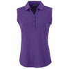 Cutter & Buck Women's Dark College Purple Heather Forge Eco Stretch Recycled Sleeveless Polo