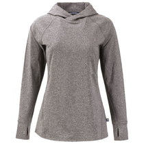 Cutter & Buck Women's Black Heather Adapt Knit Recycled Heathered Hooded Pullover