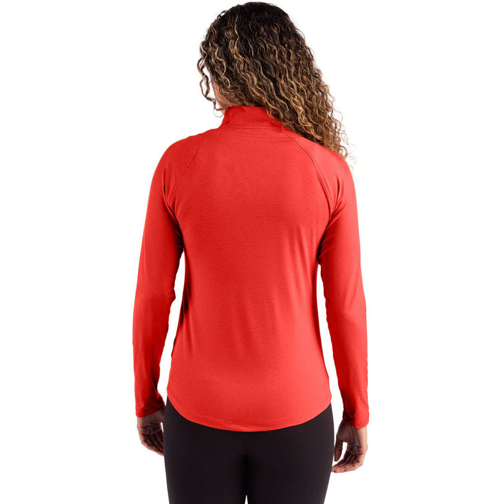 Cutter & Buck Women's Red Coastline Epic Comfort Recycled Quarter Zip