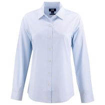 Cutter & Buck Women's Pale Blue/White Skyline Epic Confidence Recycled Pinstripe Long Sleeve Dress Shirt