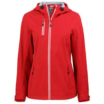 Clique Women's Red Telemark Eco Stretch Softshell Full Zip Hooded Jacket