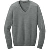 Port Authority Women's Medium Heather Grey Easy Care V-Neck Sweater