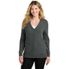 Port Authority Women's Charcoal Heather Easy Care Button-Up Cardigan Sweater