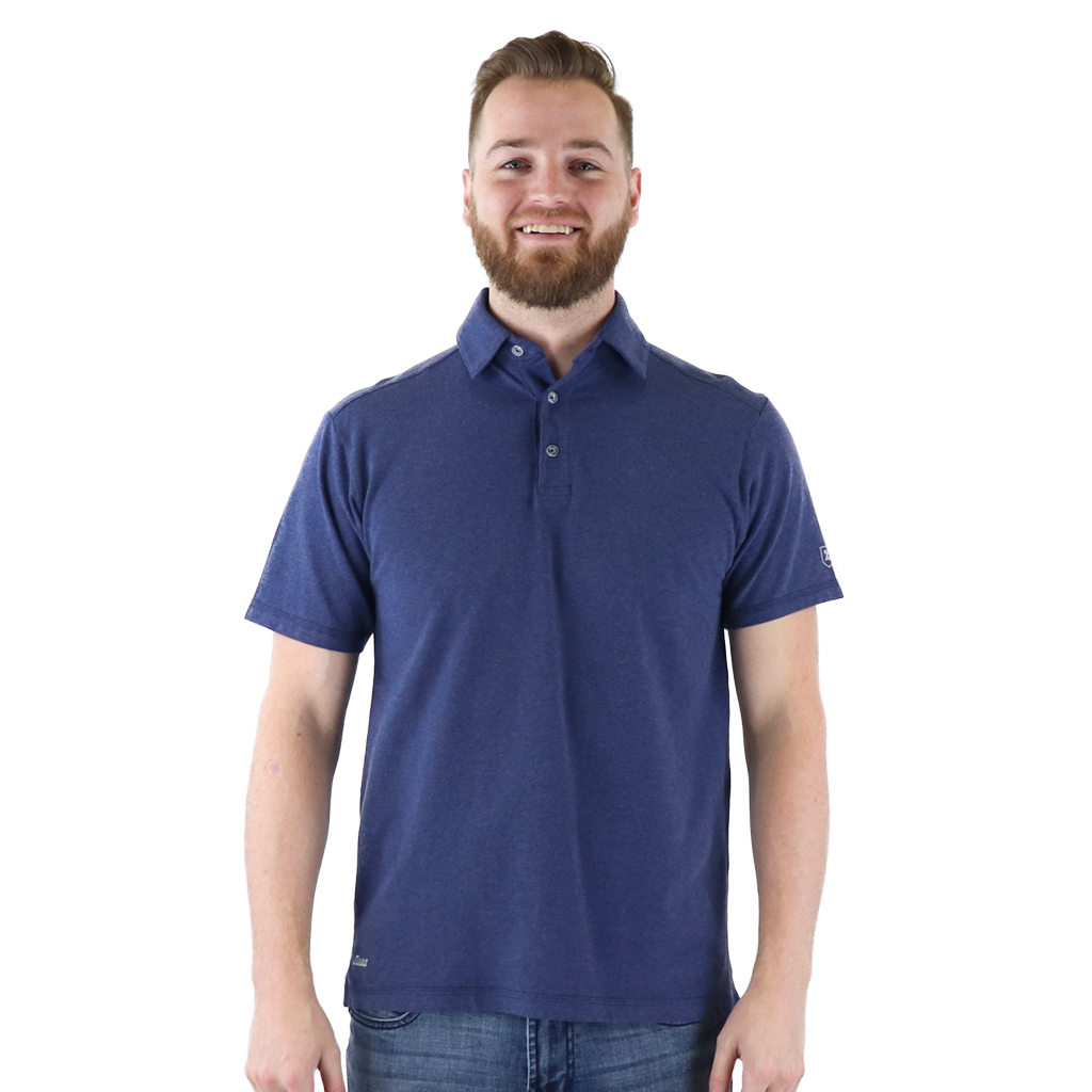 48-Hour Zusa Men's True Navy Heather Peachy Polo