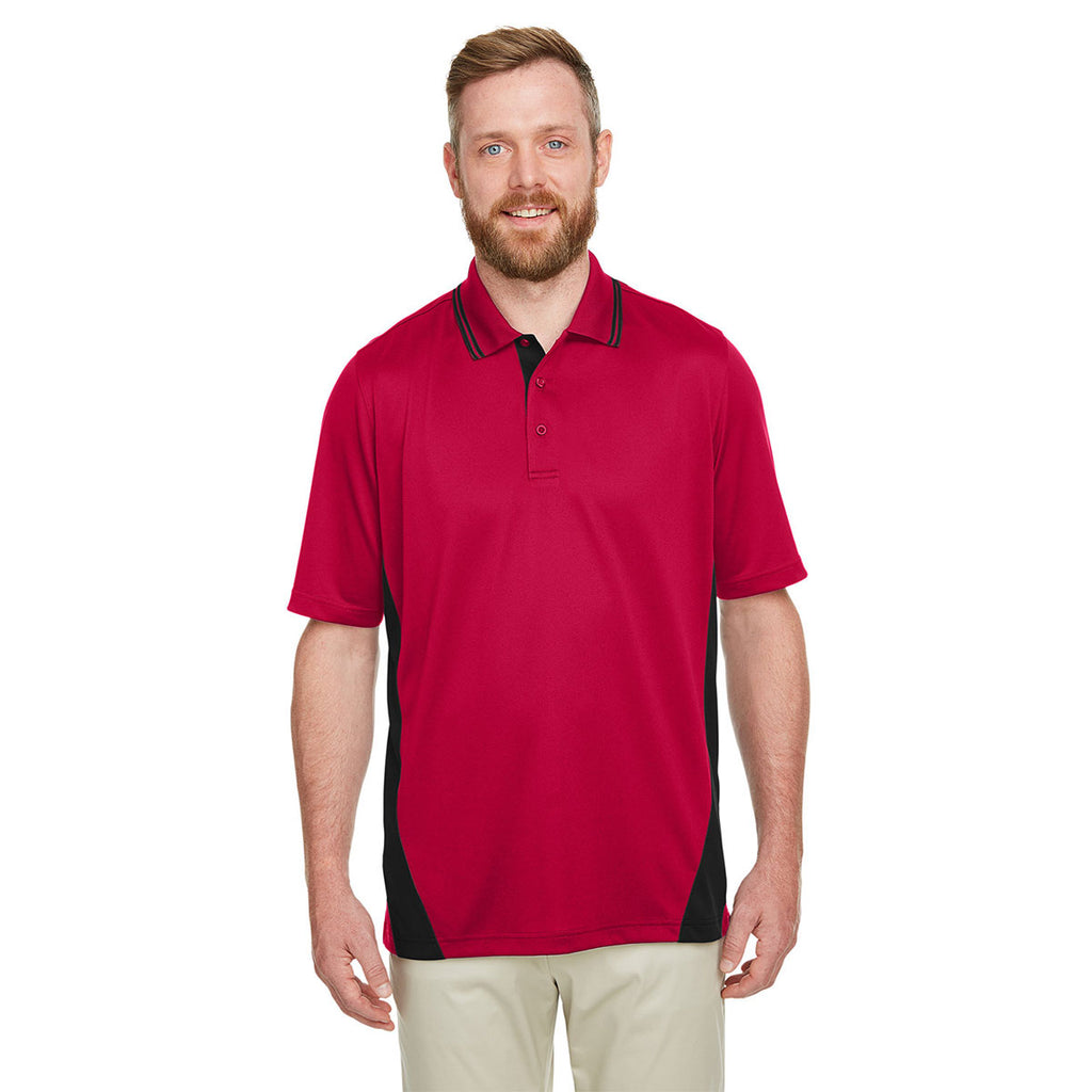 Harriton Men's Red/Black Flash Snag Protection Plus IL Colorblock Polo