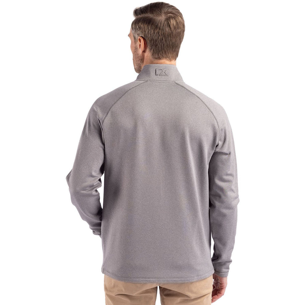 Cutter & Buck Men's Elemental Grey Heather Peshastin Fleece Recycled Full Zip Jacket