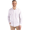 Cutter & Buck Men's White Advantage Tri-Blend Eco Soft Pique Long Sleeve Knitted Button Down