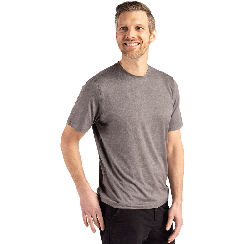 Cutter & Buck Men's Elemental Grey Coastline Epic Comfort Recycled Short Sleeve Tee