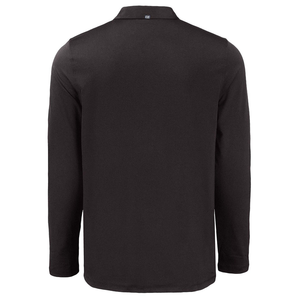 Cutter & Buck Men's Black Coastline Epic Comfort Recycled Long Sleeve Polo