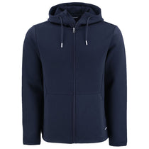 Cutter & Buck Men's Navy Blue Roam Epic Comfort Recycled Full Zip Hooded Jacket
