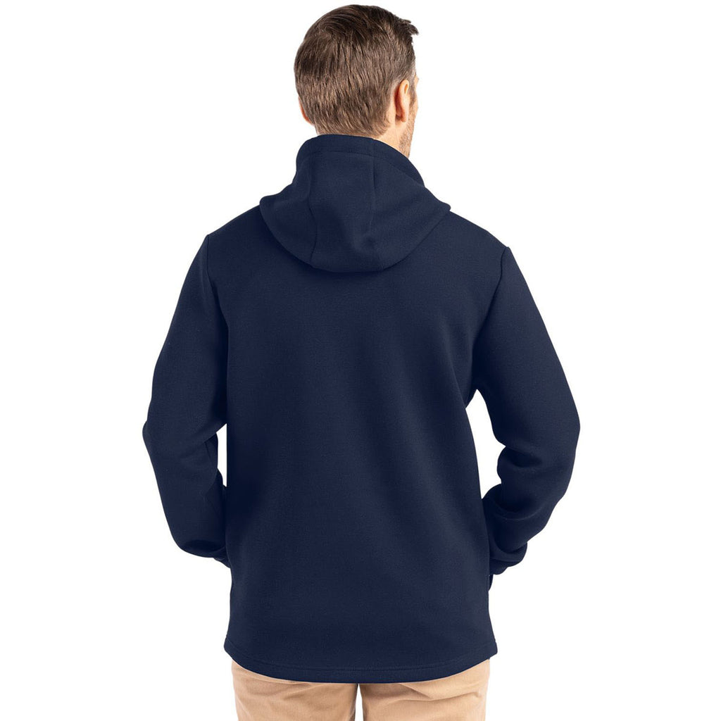 Cutter & Buck Men's Navy Blue Roam Epic Comfort Recycled Full Zip Hooded Jacket