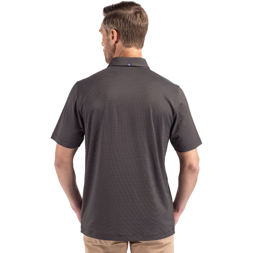 Cutter & Buck Men's Black/White Forge Eco Fine Line Stripe Stretch Recycled Polo