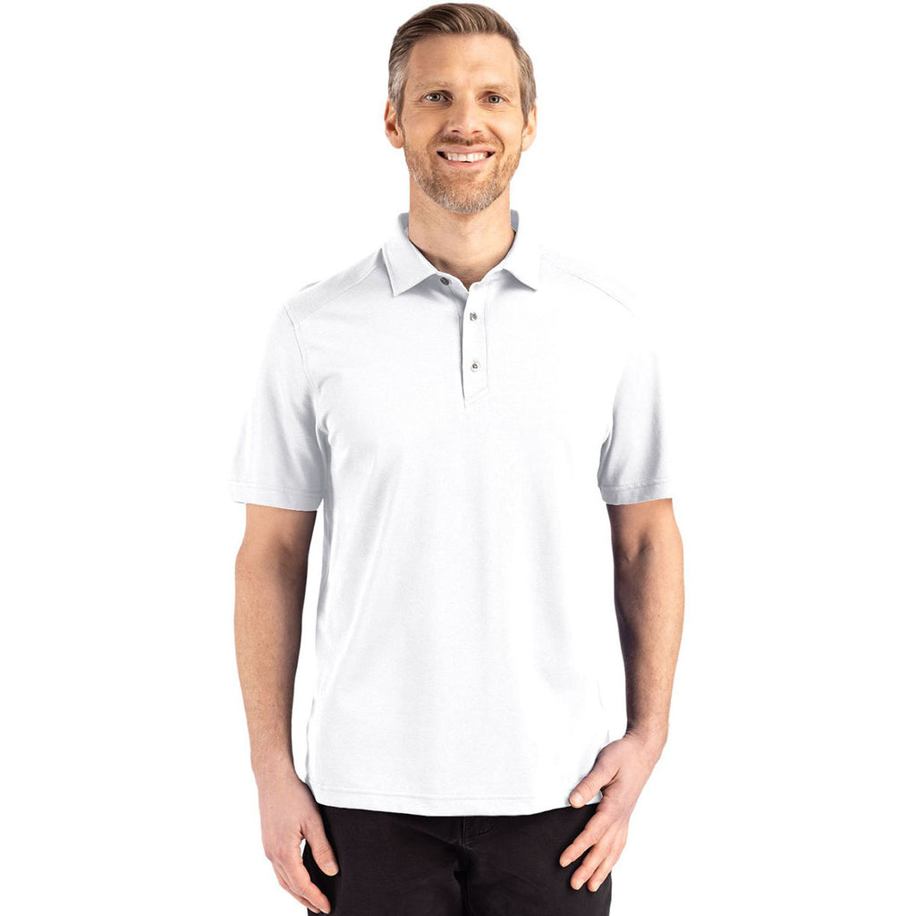 Cutter & Buck Men's White Advantage Refresh Epic Confidence Recycled Tri-Blend Pique Polo
