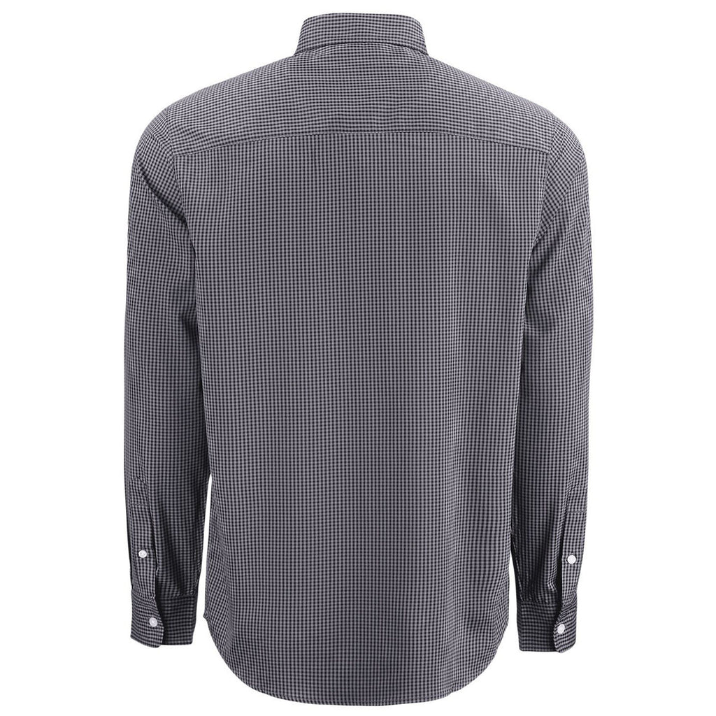 Cutter & Buck Men's Black/Elemental Grey Skyline Epic Confidence Recycled Gingham Long Sleeve Dress Shirt