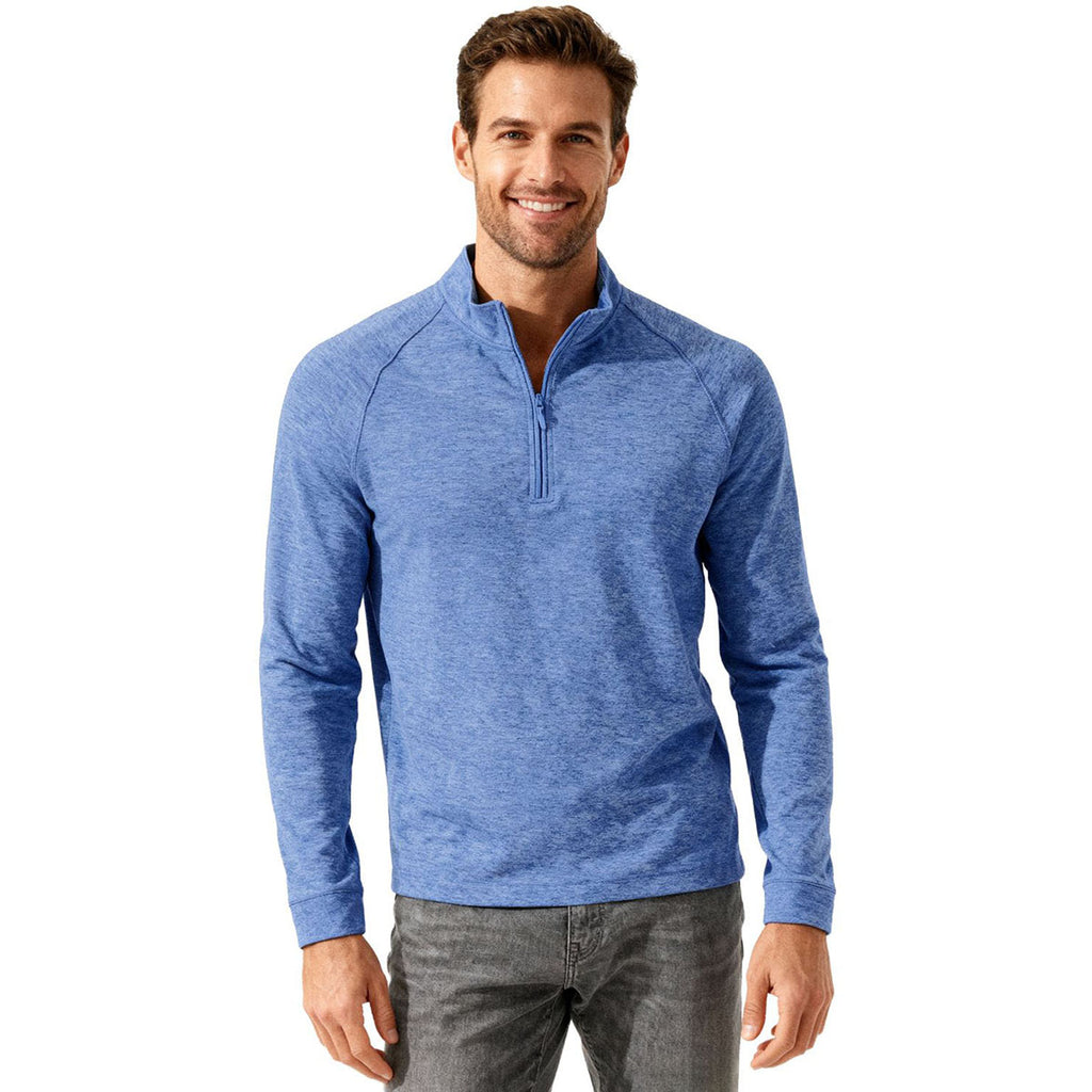 Clique Men's Royal Blue Heather Dash Recycled Quarter Zip Pullover
