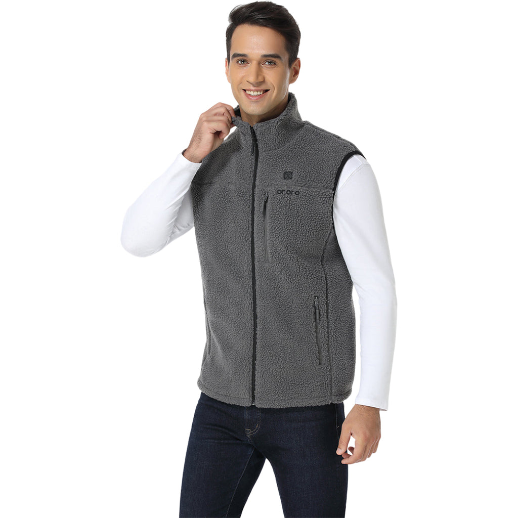 Ororo Men's Grey Heated Recycled Fleece Vest