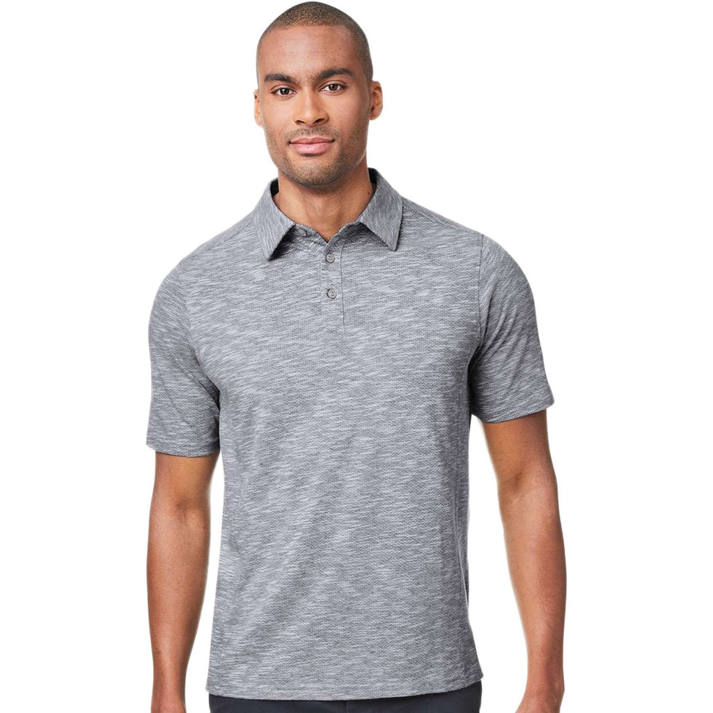 North End Men's Classic Navy Heather Eclipse Jacquard Polo
