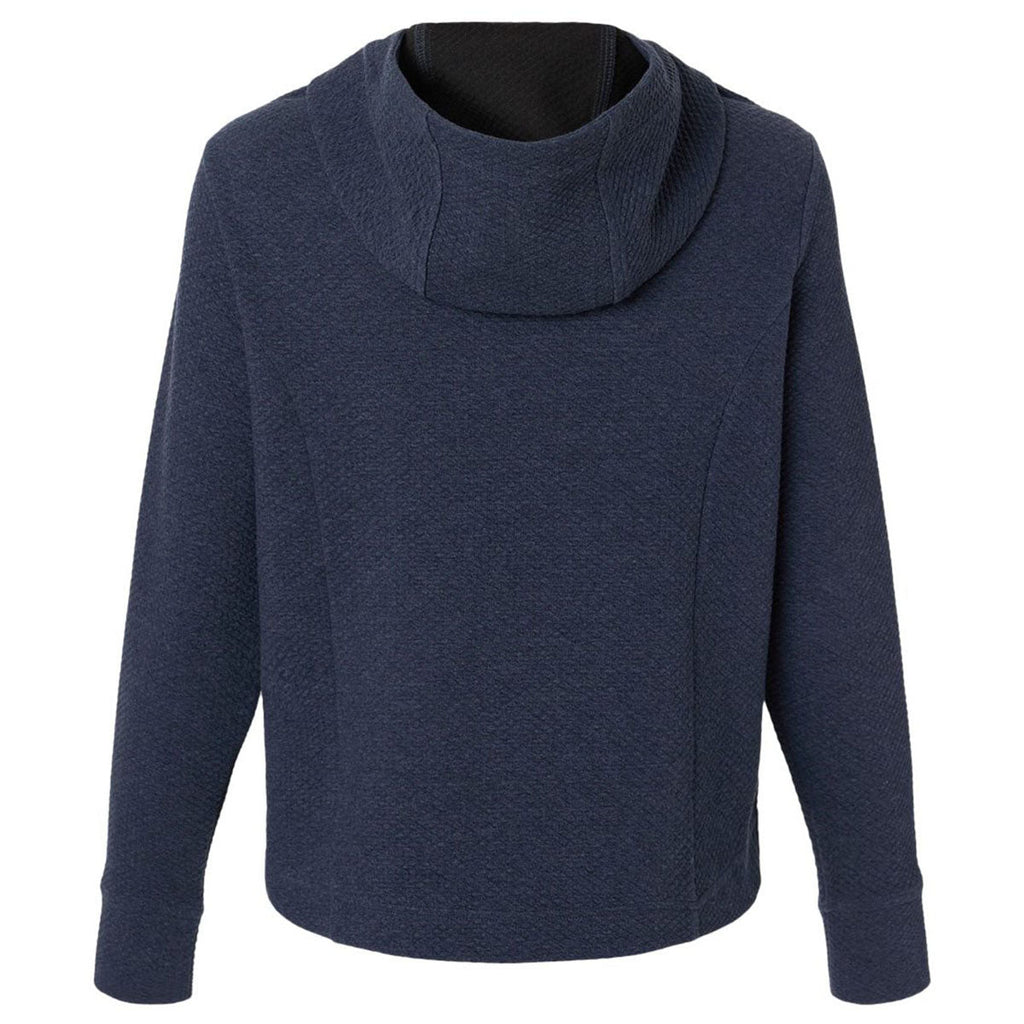 North End Women's Classic Navy Heather Spirit Textured Hooded Pullover