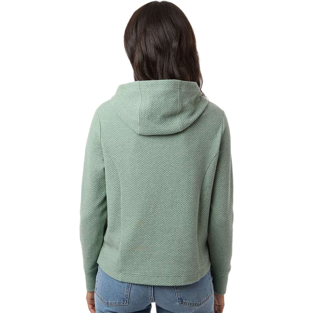 North End Women's Sage Green Heather Spirit Textured Hooded Pullover
