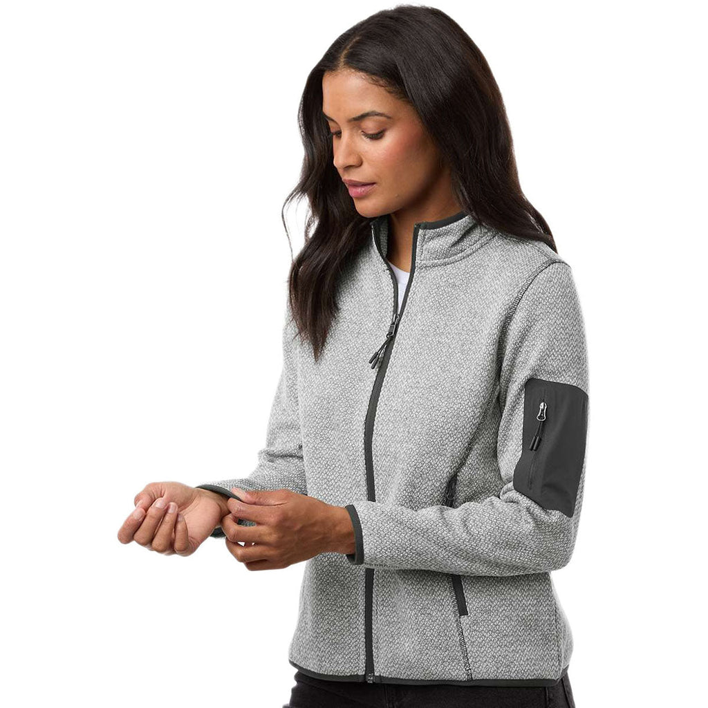 North End Women's Grey/White Jasper Full-Zip Fleece Jacket