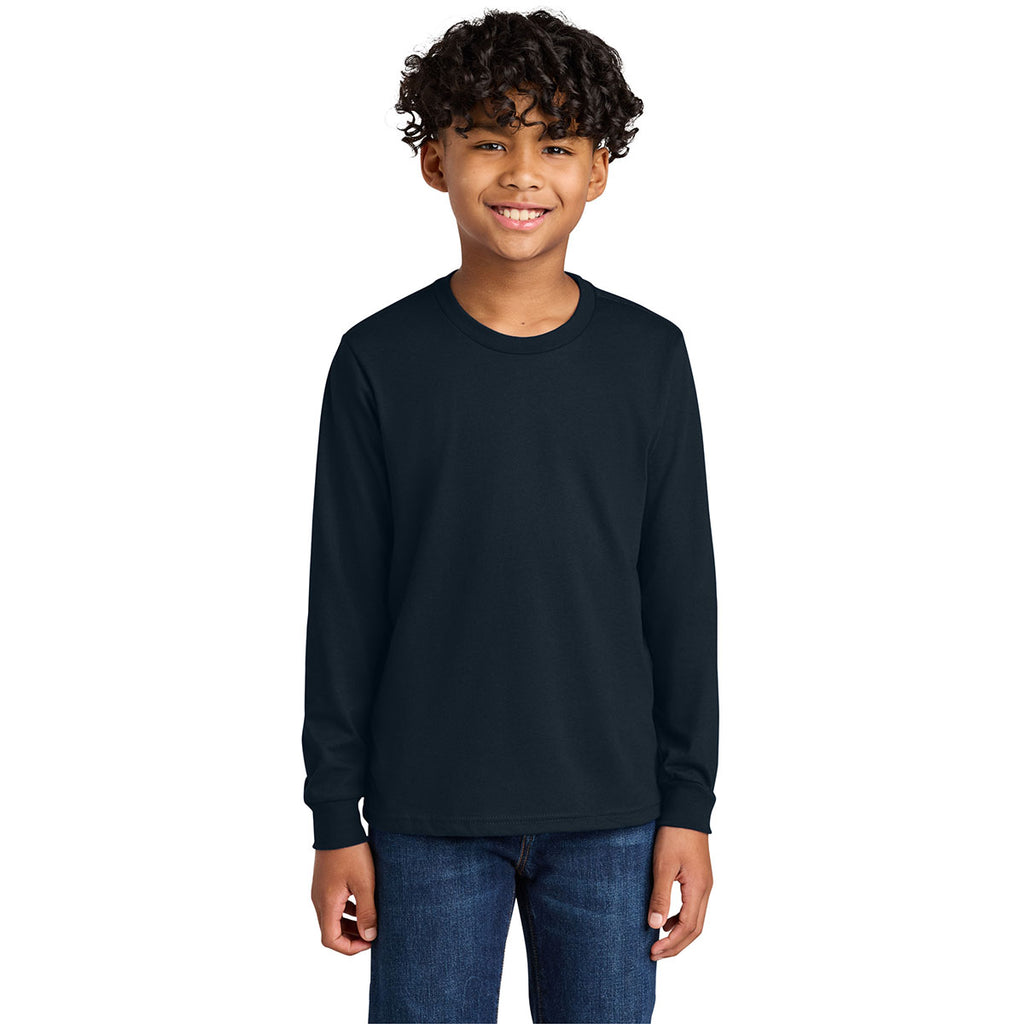Next Level Youth Midnight Navy Cotton Long Sleeve Tee