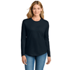 Next Level Women's Midnight Navy Cotton Relaxed Long Sleeve Tee