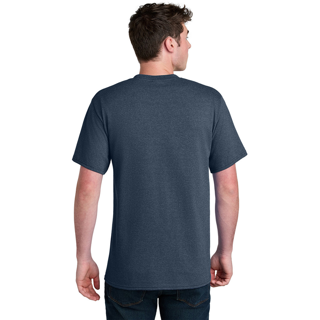 Port & Company Men's Navy Blue Heather Core Blend Recycled Tee