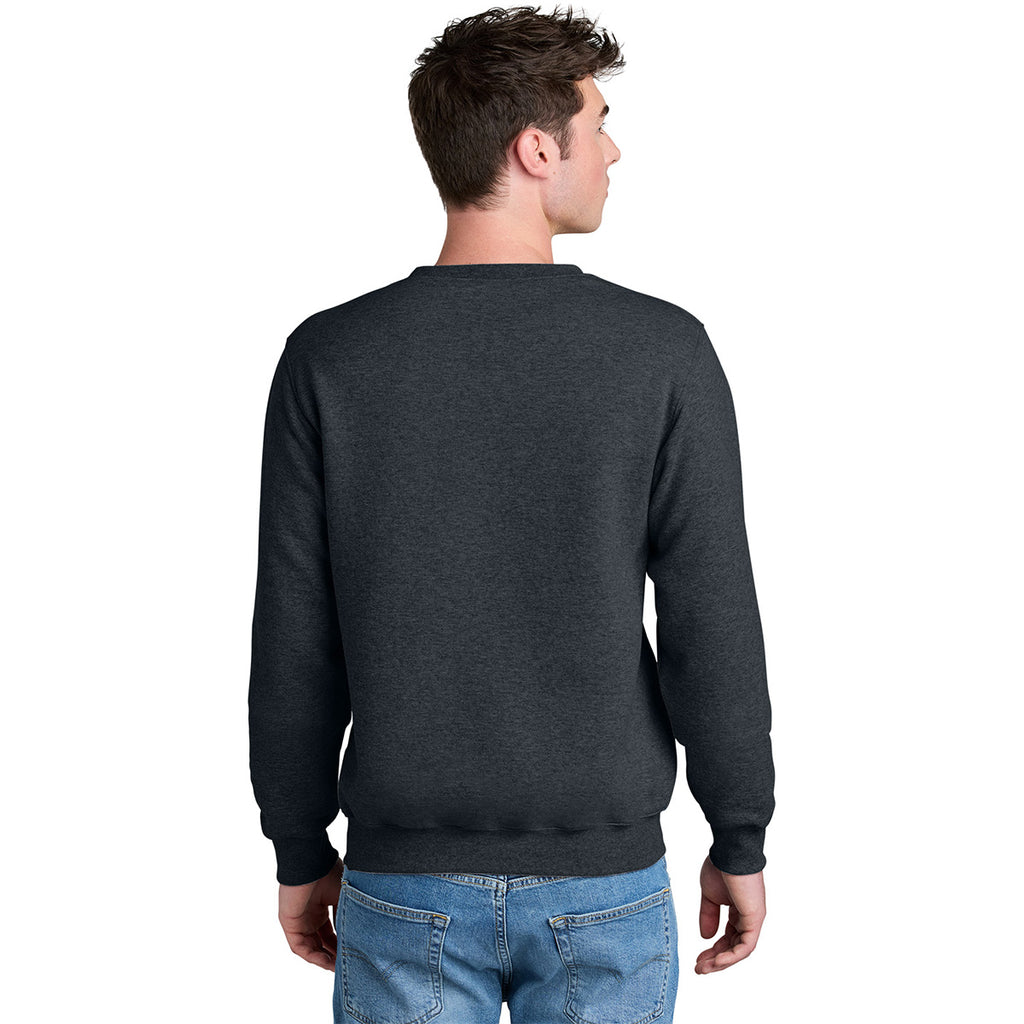 Port & Company Unisex Dark Heather Grey Core Fleece Crewneck Pocket Sweatshirt